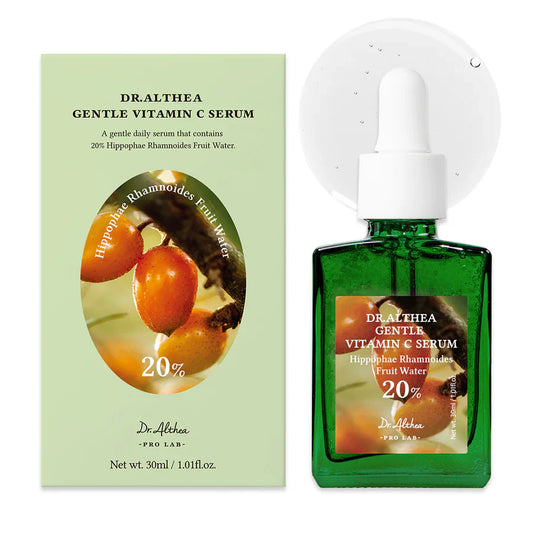 Dr Althea, sérum vitamine C doux, gentle vitamin C serum, éclaircit le teint, taches pigmentaires, niacinamide, acide hyaluronique, peau sensible, sérum hydratant, sérum K‑beauty, beautyfamily.ma
