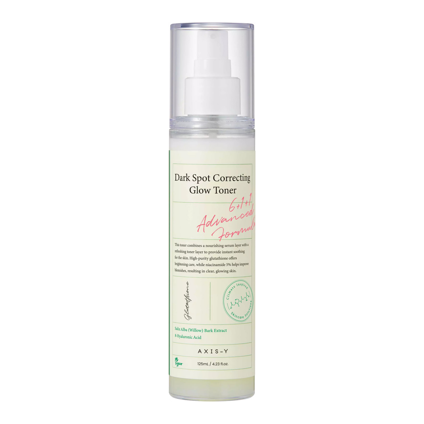 Dark Spot Correcting Glow Toner, AXIS-Y glow toner, toner anti-taches, toner éclaircissant, soin tonifiant, toner 125ml, soin anti-imperfections, peau éclatante, toner pour peau claire, soin anti-taches brunes, toner hydratant, tonifiant peau lisse, soin peau uniforme, soins anti-âge, BeautyFamily.ma