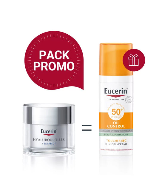 Eucerin Pack Promo Hyaluron-Filler jour 50ml Achete + OIL CONTROL SPF 50+ TOUCHER SEC 50ml Offert