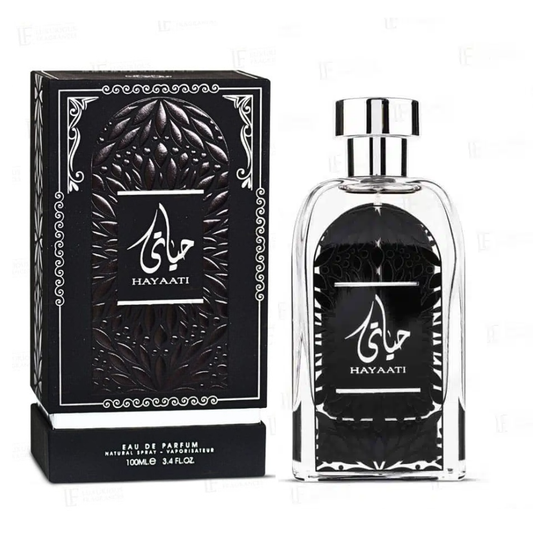 HAYAATI, parfum mixte, eau de parfum 100ml, Ard Al Zaafaran, parfum aromatique fruité, parfum boisé oriental, parfum unisexe frais, parfum été homme femme, parfum longue tenue, fragrance ambre vanille, acheter parfum en ligne Maroc, beautyfamily.ma
