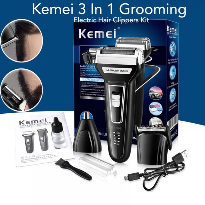 KEMEI KM-6332 TONDEUSE À CHEVEUX PROFESSIONNELLE SANS FIL 3-EN-1