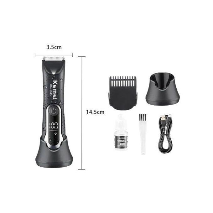 KEMEI KM-1845 Kit Tondeuse Zone Sensible et intime Corps -Afficheur LCD - Lavable et douce - Noir