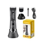 KEMEI KM-1845 Kit Tondeuse Zone Sensible et intime Corps -Afficheur LCD - Lavable et douce - Noir