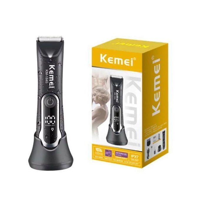 KEMEI KM-1845 Kit Tondeuse Zone Sensible et intime Corps -Afficheur LCD - Lavable et douce - Noir