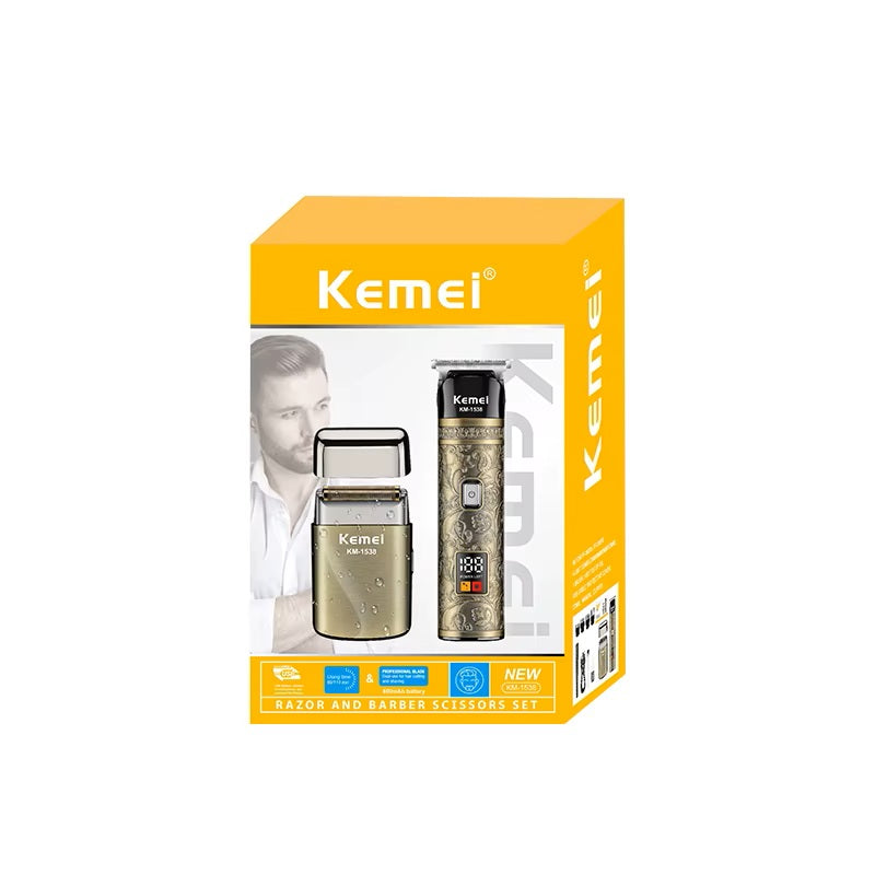KEMEI km-1538 rasoir électrique ensemble de tondeuse à cheveux métal étanche Usb charge Rechargeable tête rasoir