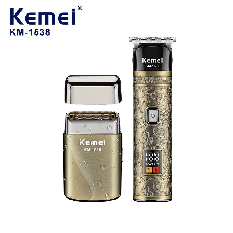 KEMEI km-1538 rasoir électrique ensemble de tondeuse à cheveux métal étanche Usb charge Rechargeable tête rasoir