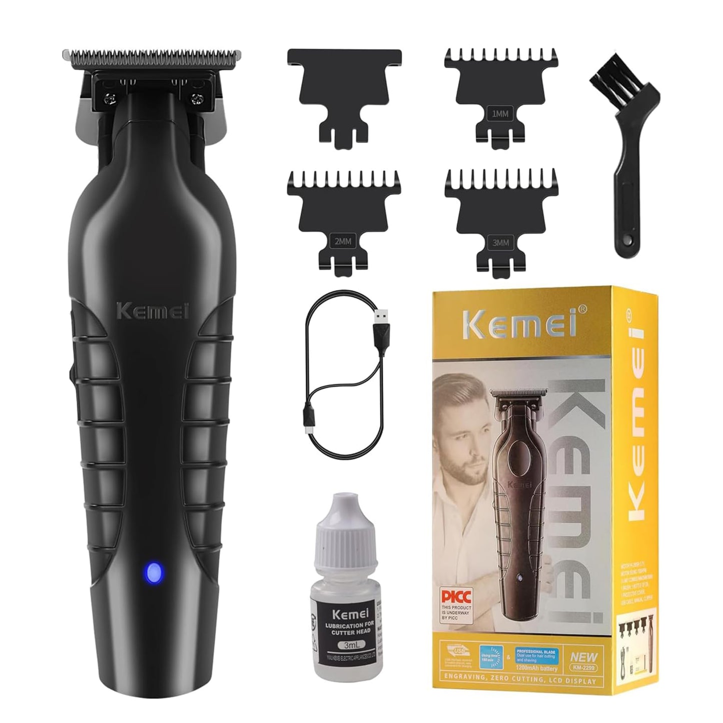 Kemei KM-2299 Desvelladora Tondeuse Sans Fil Avec Base Noir