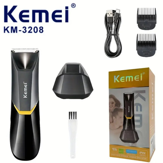 KEMEI KM-3208 – Tondeuse corps étanche, USB rechargeable, batterie 600mAh