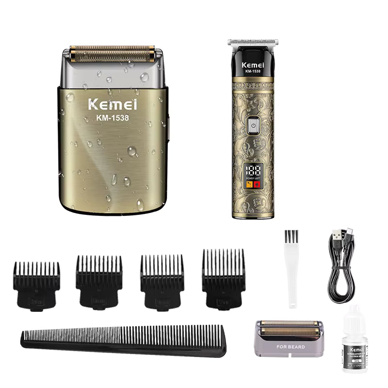 KEMEI KM-1538 TONDEUSE À CHEVEUX & RASOIR ÉLECTRIQUE RECHARGEABLE