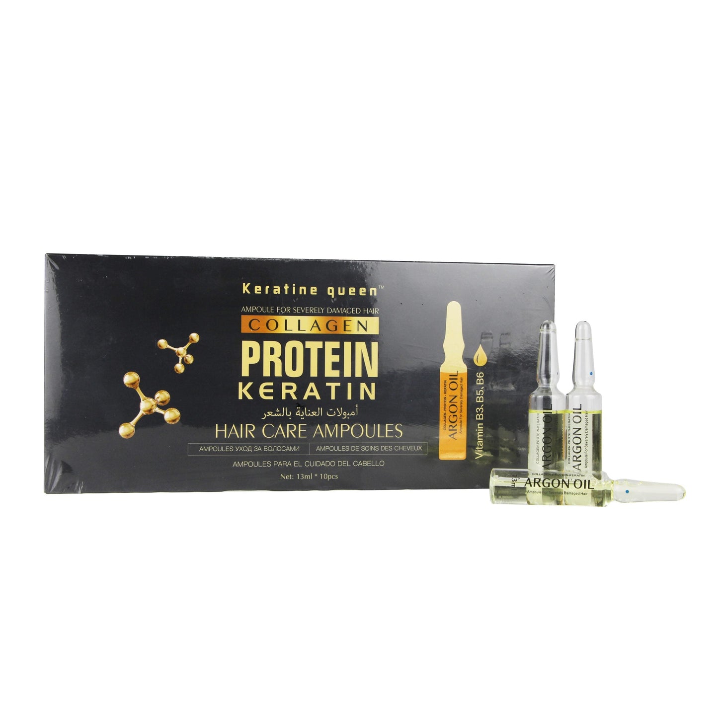 KERATINE QUEEN AMPOULES POUR CHEVEUX ABÎMÉS À L’HUILE D’ARGAN 13 ML × 10 PIÈCES
