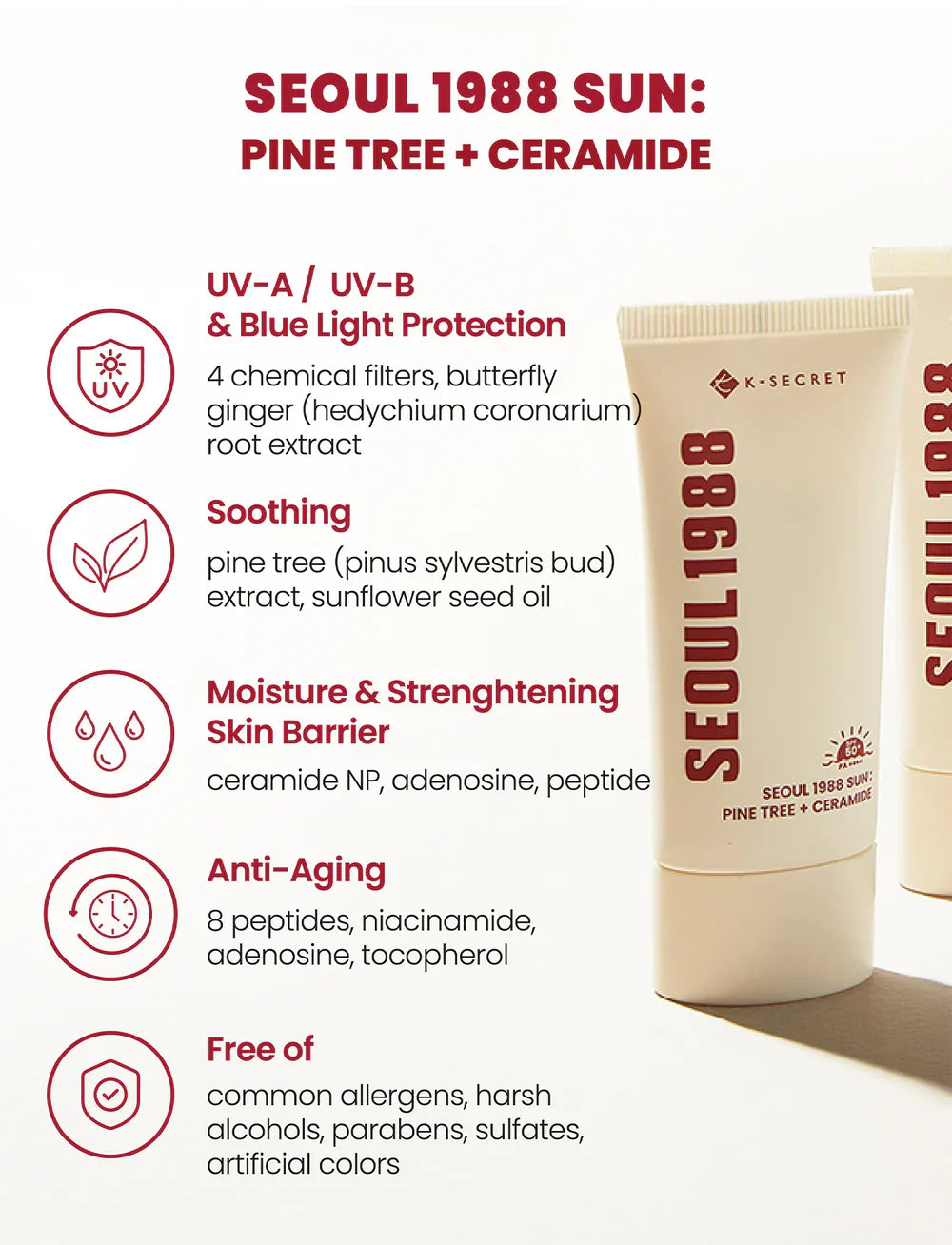 K–SECRET SEOUL 1988 SUN PINE TREE + CERAMIDE - 50ml