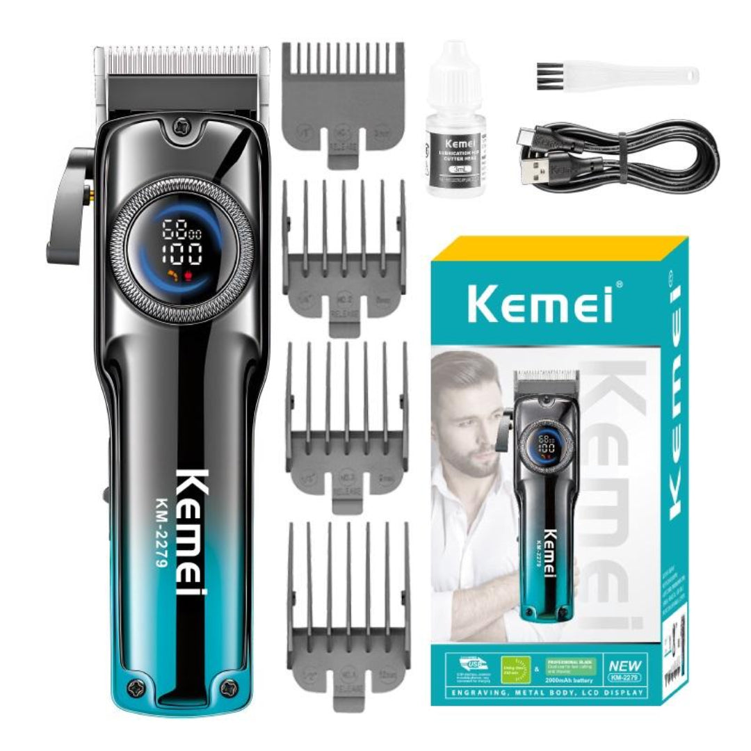 Kemei KM-2279 Tondeuse à cheveux professionnelle Pour Hommes, Avec écran LCD, Rechargeable et Réglable.