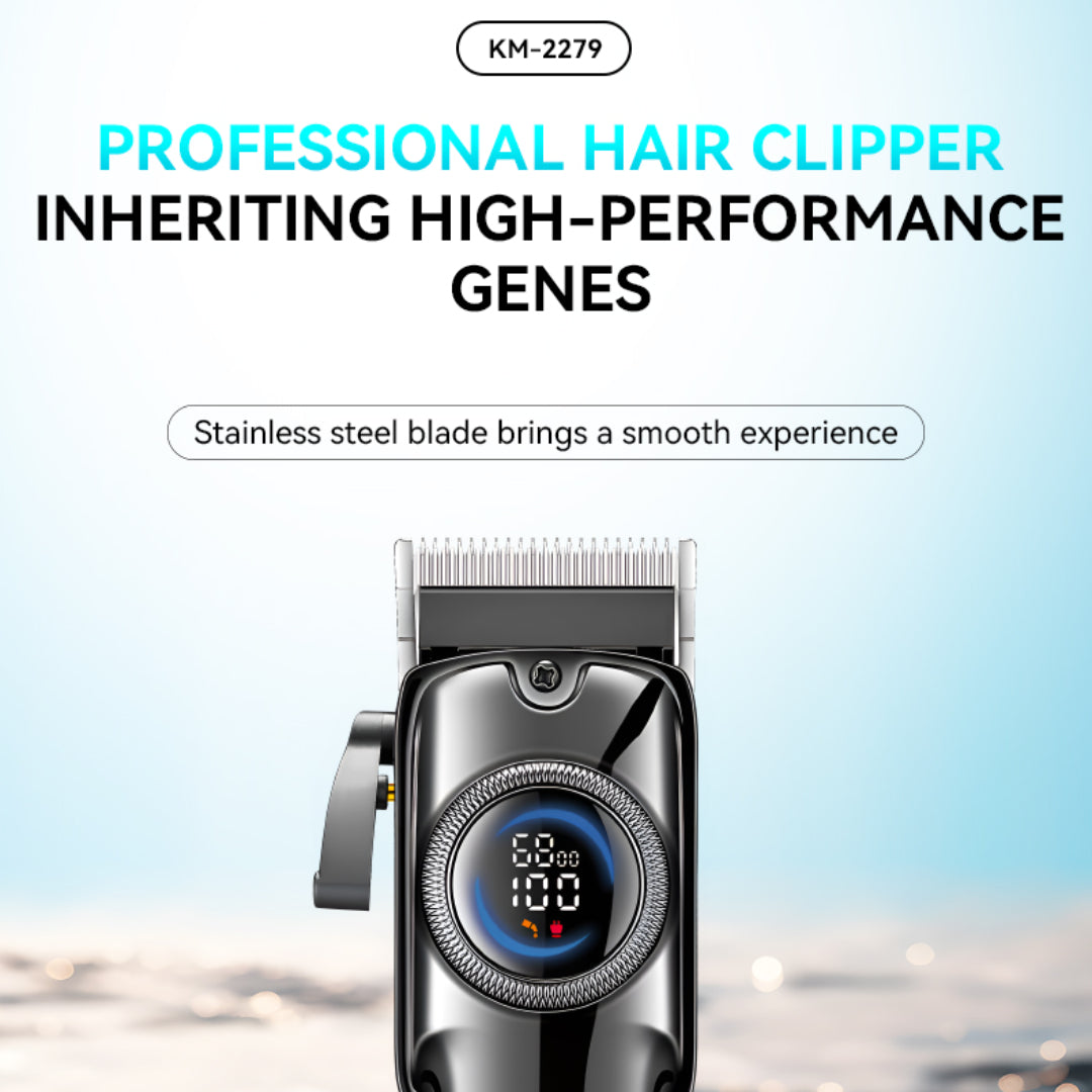 Kemei KM-2279 Tondeuse à cheveux professionnelle Pour Hommes, Avec écran LCD, Rechargeable et Réglable.