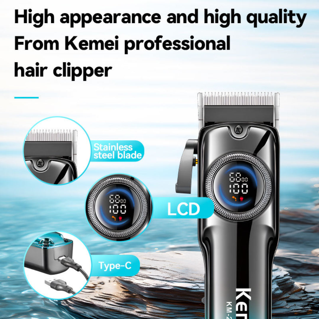 Kemei KM-2279 Tondeuse à cheveux professionnelle Pour Hommes, Avec écran LCD, Rechargeable et Réglable.