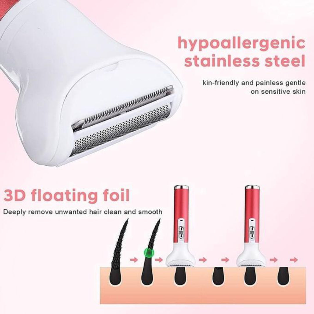 Kemei KM-3628 Rasoir Électrique Multifonction Indolore Rechargeable USB, Têtes Interchangeables