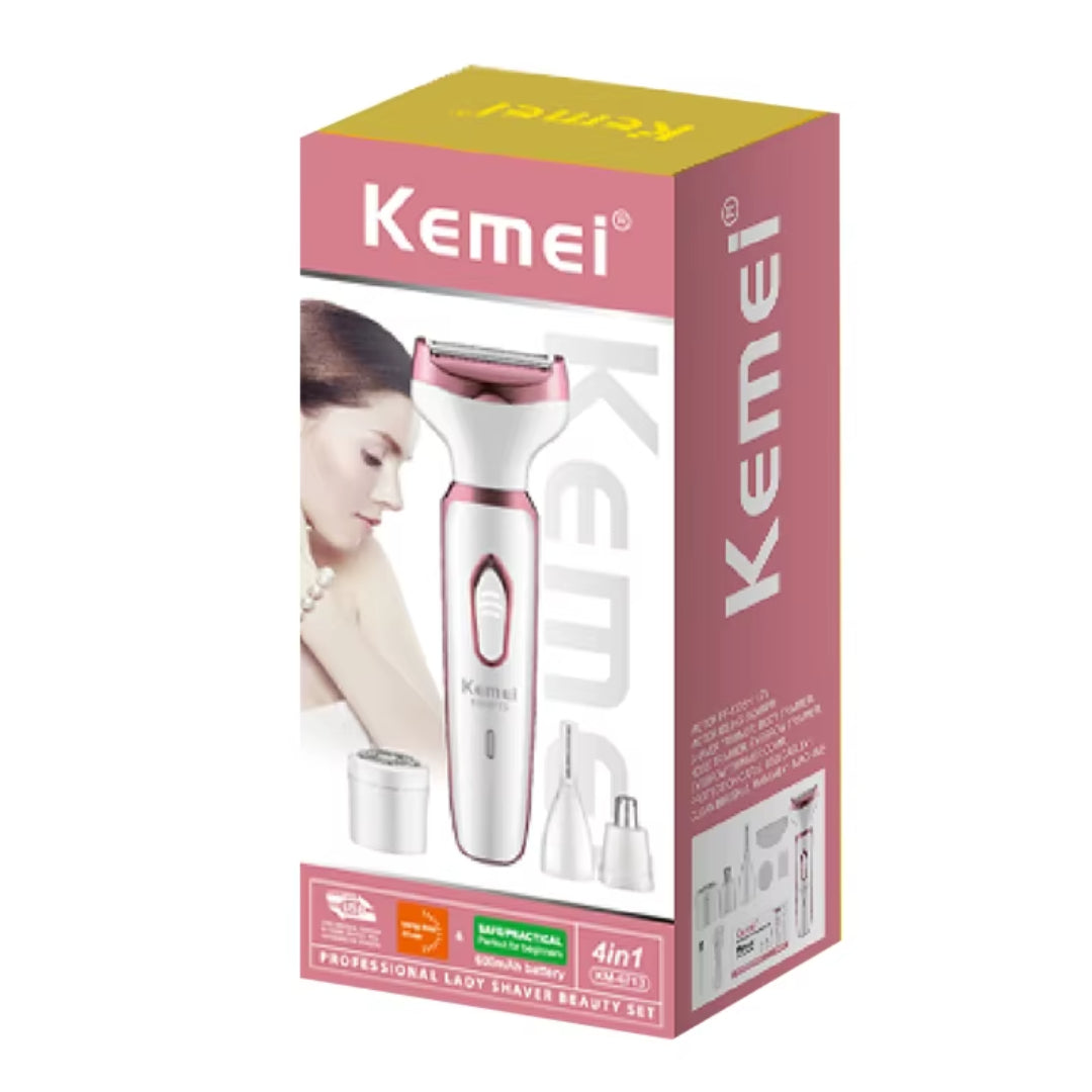Kemei KM-6713 Rasoir électrique pour femme, rasoir sans fil indolore