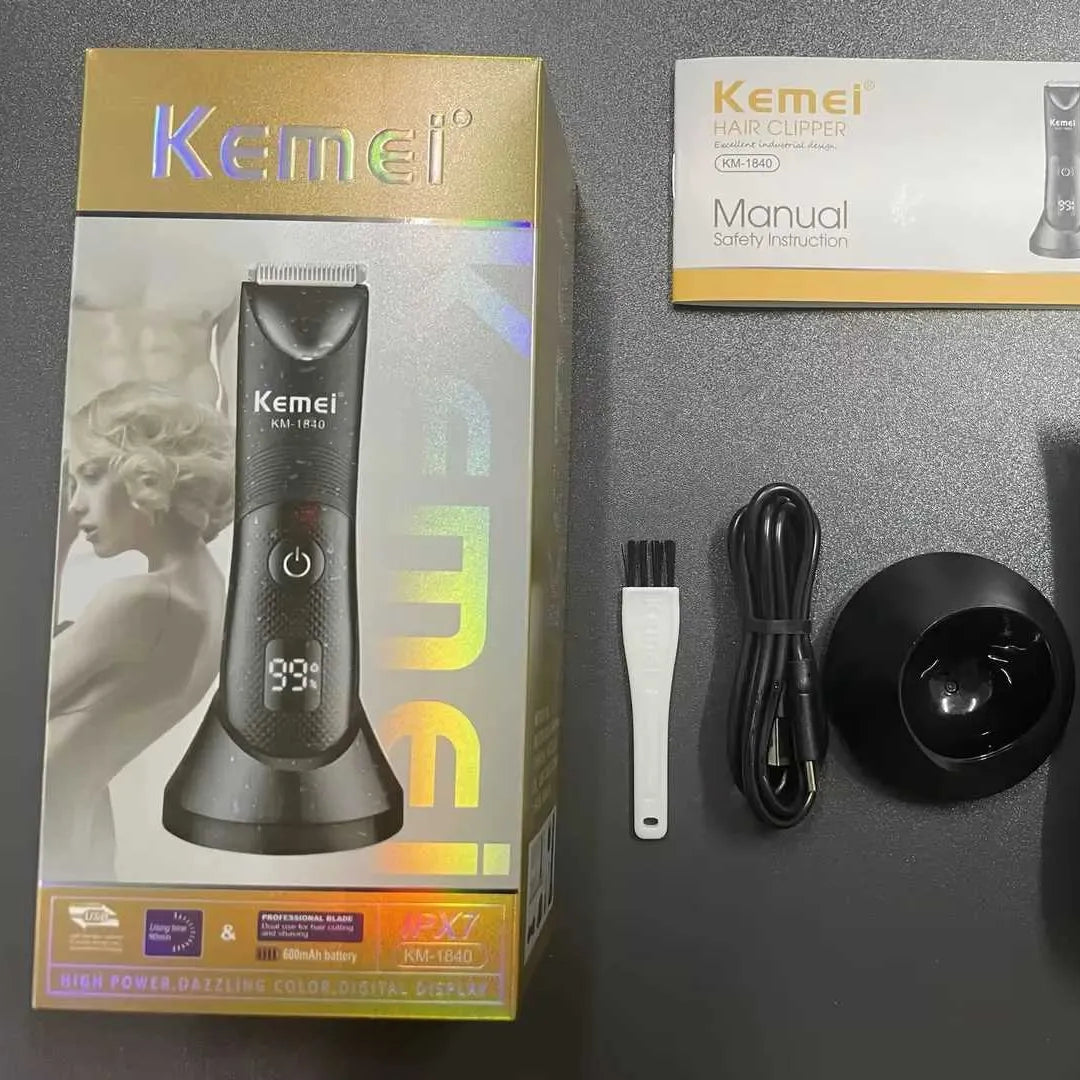 Kemei KM-1840 Tondeuse Rechargeable avec Écran LED