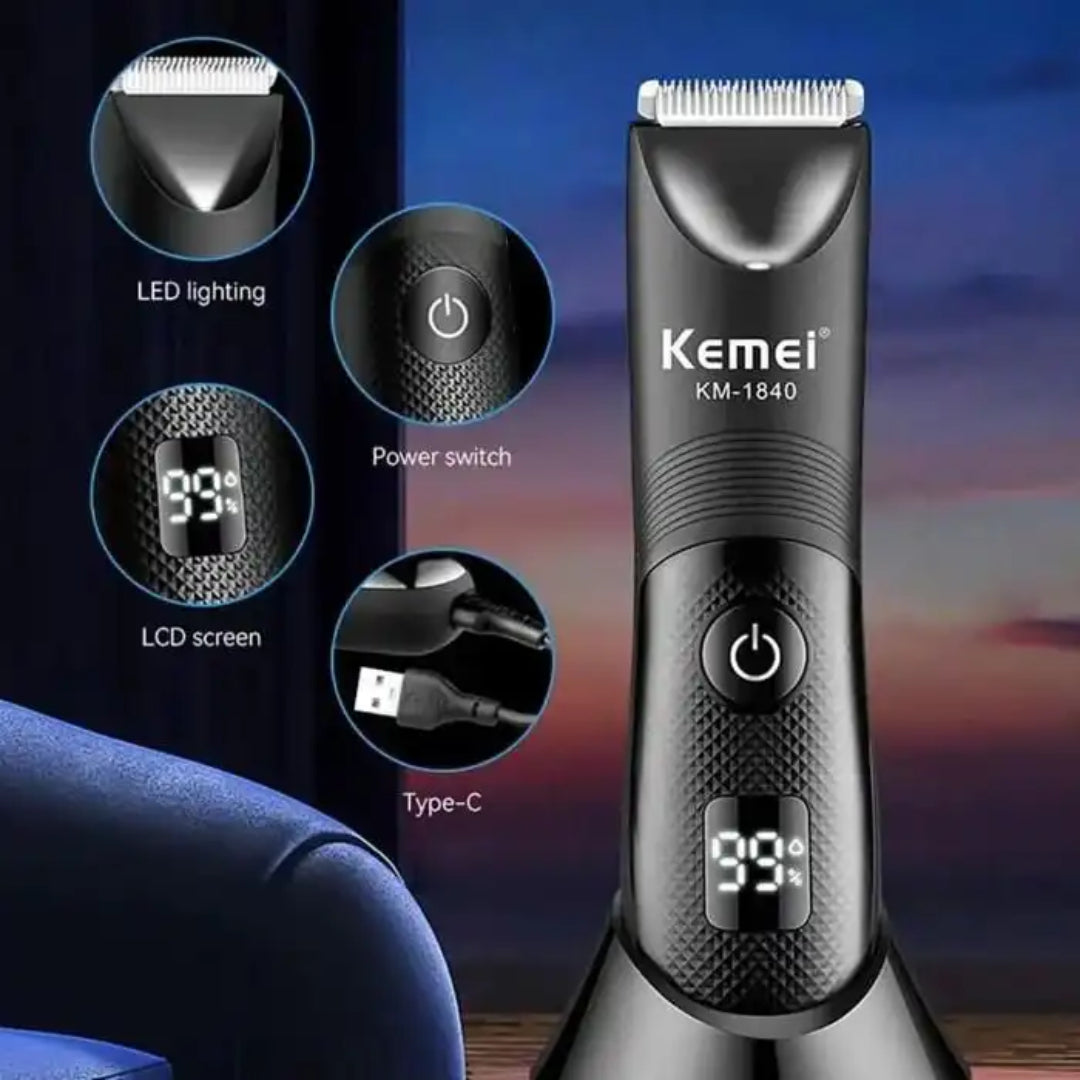 Kemei KM-1840 Tondeuse Rechargeable avec Écran LED