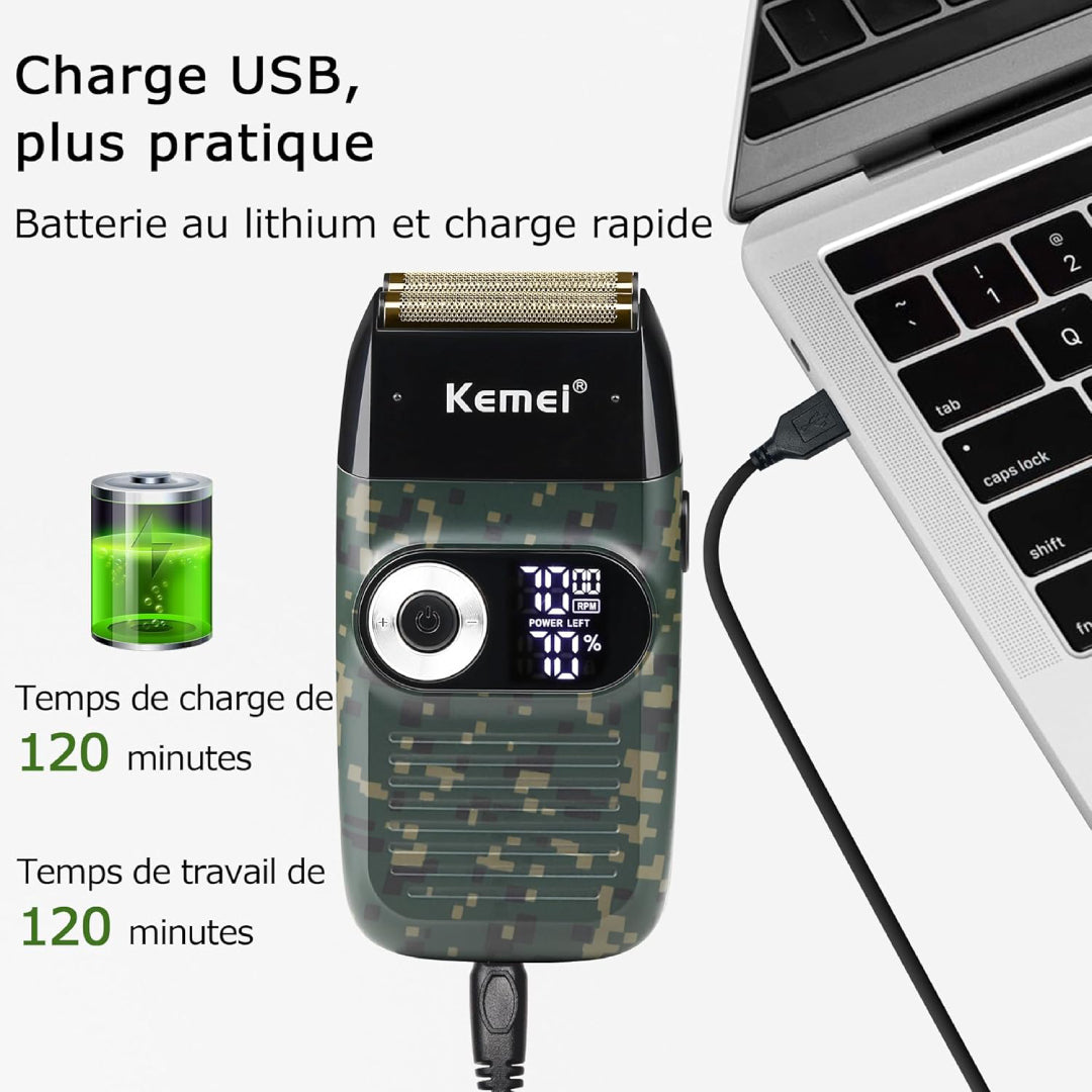 Kemei KM-2027 - Tondeuse Rasoir électrique rechargeable des hommes, Coupe-barbe