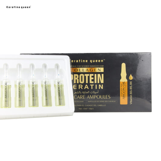 KERATINE QUEEN AMPOULES POUR CHEVEUX ABÎMÉS À L’HUILE D’ARGAN 13 ML × 10 PIÈCES