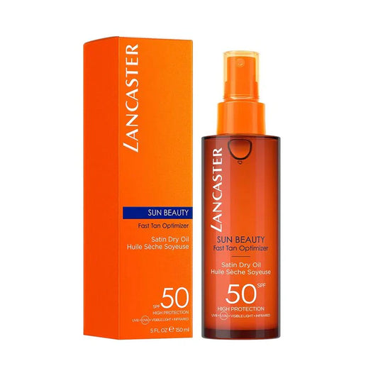 lancaster spf50 maroc, huile solaire soyeuse, protection solaire visage et corps, huile bronzante lancaster, fast tan optimizer, solaire peau sensible maroc, beautyfamily.ma, huile protectrice uv, bronzage rapide maroc, crème solaire luxe, solaire haute protection femme

