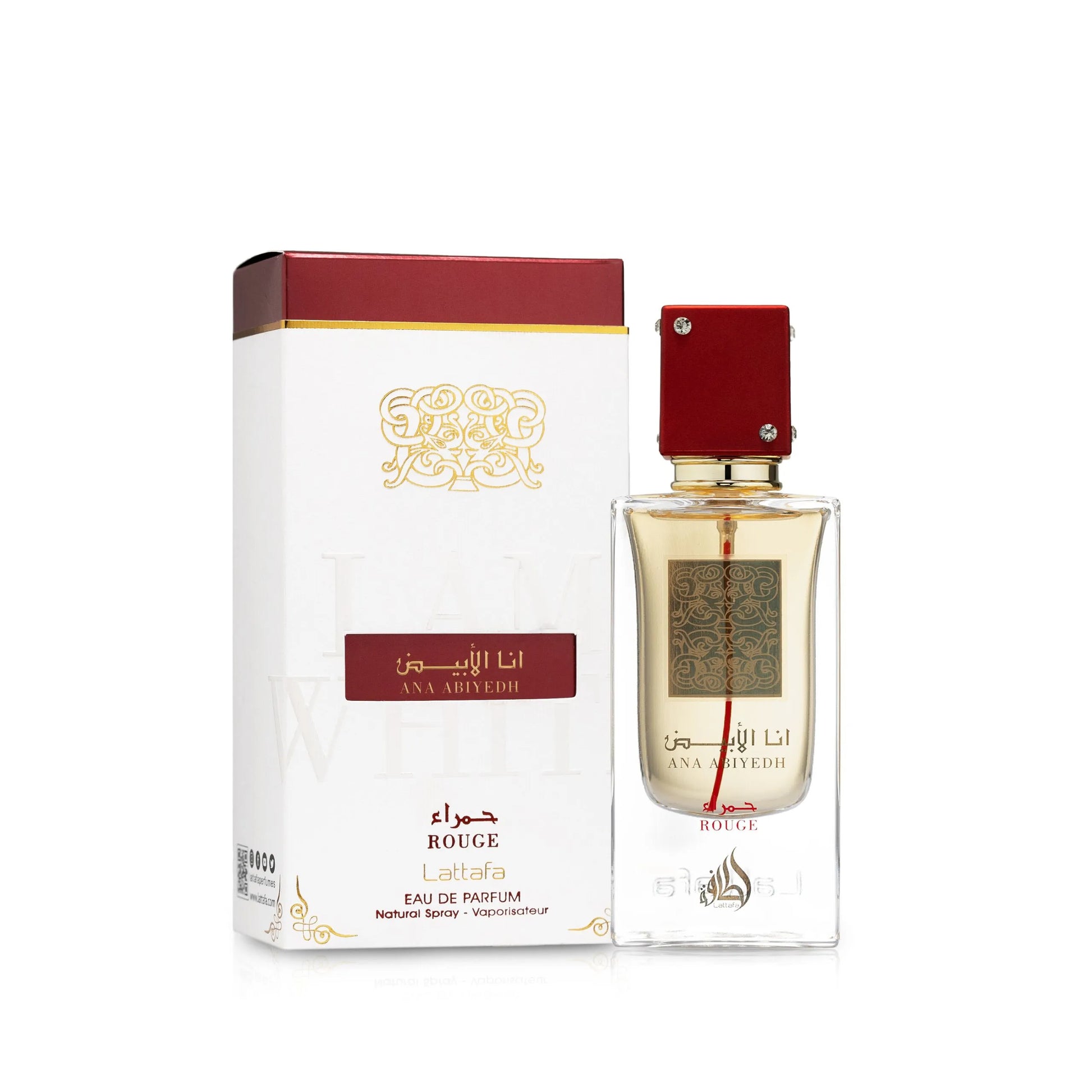 Lattafa Ana Abiyedh Rouge, Ana Abiyedh Rouge parfum femme, parfum Lattafa femme, parfum oriental femme, parfum longue tenue 60ml, acheter parfum Lattafa Maroc, beautyfamily.ma, أنا أبيض روج