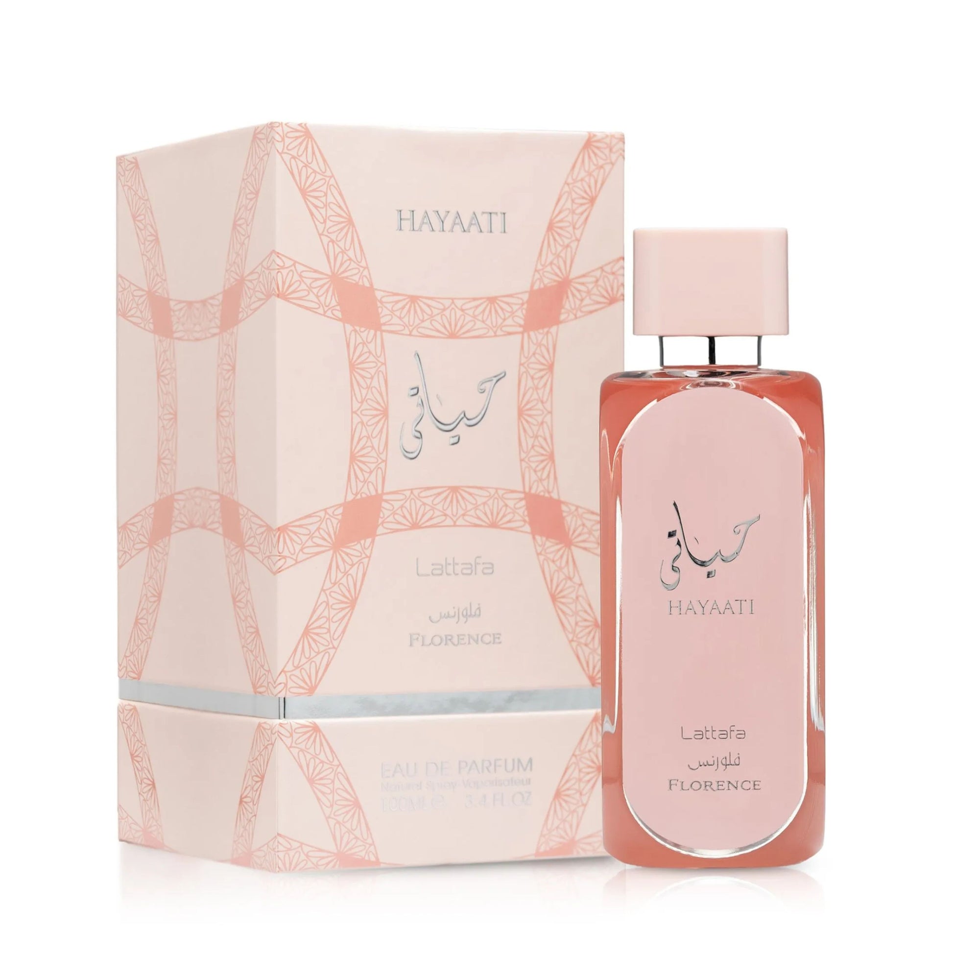 hayaati florence lattafa, lattafa hayaati florence femme, parfum lattafa maroc, parfum floral fruité gourmand femme, eau de parfum lattafa 100ml femme, parfum litchi pamplemousse groseille, parfum rose pêche cèdre, parfum vanille praliné ambre maroc, acheter hayaati florence maroc, beautyfamily lattafa — HAYAATI FLORENCE Eau de Parfum Lattafa 100 ml pour femme, parfum floral fruité gourmand aux notes de litchi, pamplemousse, groseille rouge, rose, pêche, disponible au Maroc sur beautyfamily.ma