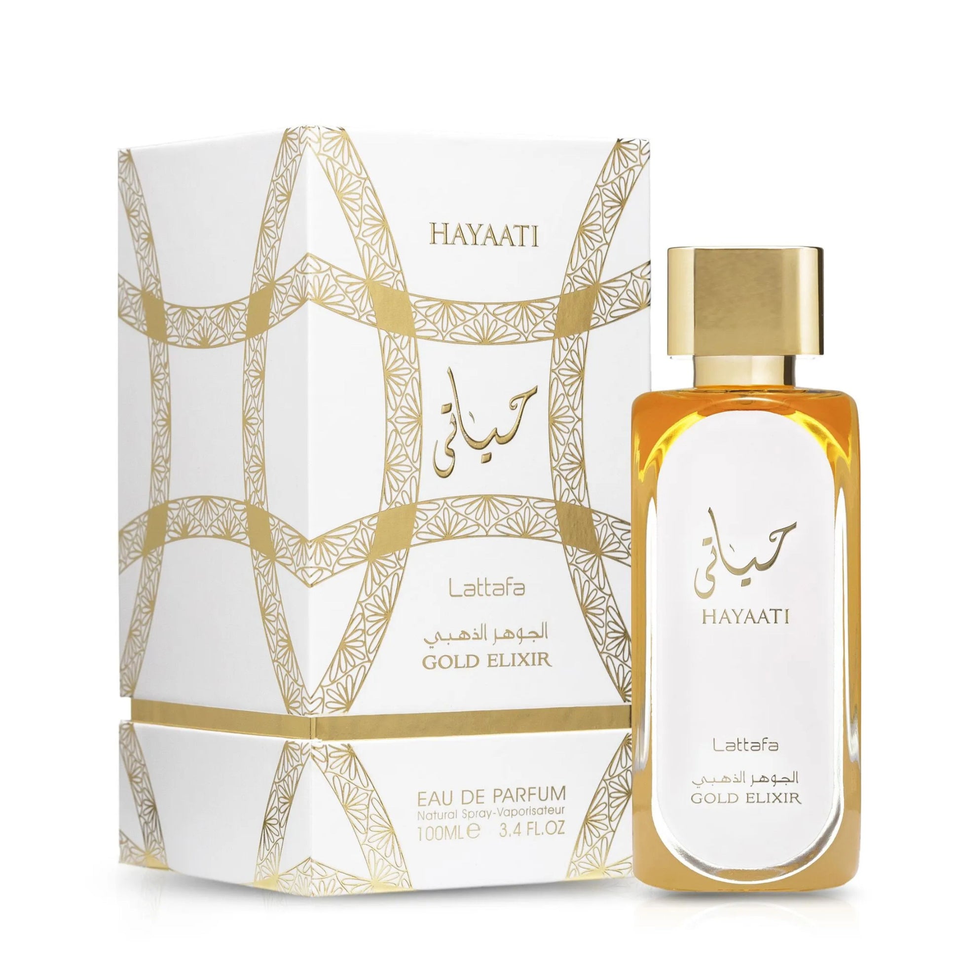 hayaati gold elixir lattafa, lattafa hayaati gold elixir femme, parfum lattafa maroc, parfum oriental ambré fruité, eau de parfum lattafa 100ml femme, parfum pamplemousse bergamote cassis, parfum pêche safran cuir, parfum vétiver vanille musc ambre maroc, acheter hayaati gold elixir maroc, beautyfamily lattafa — HAYAATI GOLD ELIXIR Eau de Parfum Lattafa 100 ml pour femme, parfum oriental ambré fruité cuiré aux notes de pamplemousse, bergamote, cassis, disponible au Maroc sur beautyfamily.ma