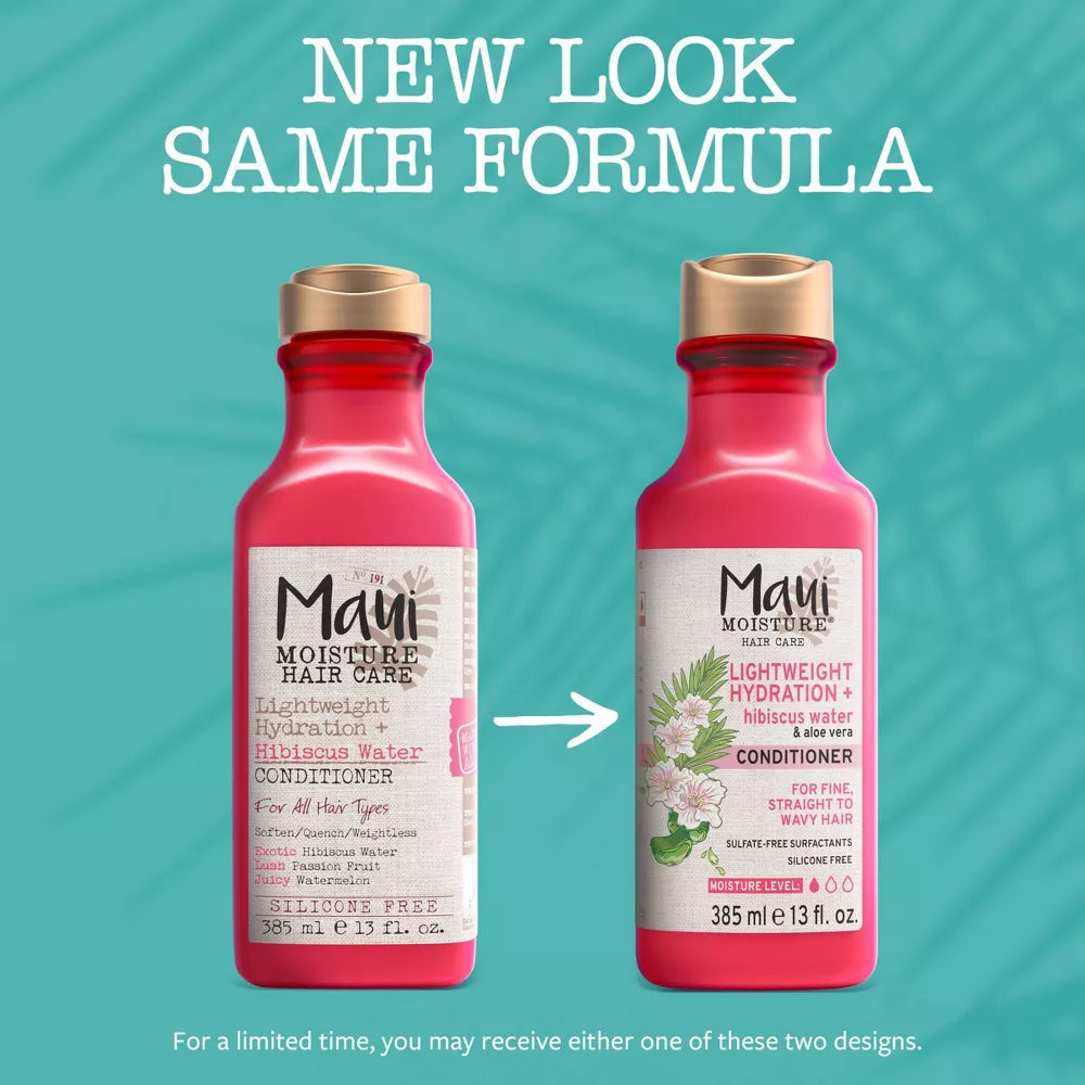 Maui Moisture, Maui Moisture Hibiscus Water Conditioner, après-shampooing hydratant cheveux, après-shampooing hibiscus, après-shampooing tous types de cheveux, conditionneur hydratation légère, Maui Moisture Maroc, après-shampooing sans sulfate, après-shampooing naturel, démêlant cheveux légers, beautyfamily.ma