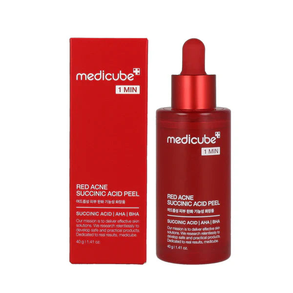 Medicube, peeling acné, acide succinique, AHA BHA, exfoliant visage, points noirs, pores dilatés, centella asiatica, niacinamide, peau sensible, anti-imperfections, soins anti-acné, cosmétique coréenne, beautyfamily.ma, skincare Maroc

