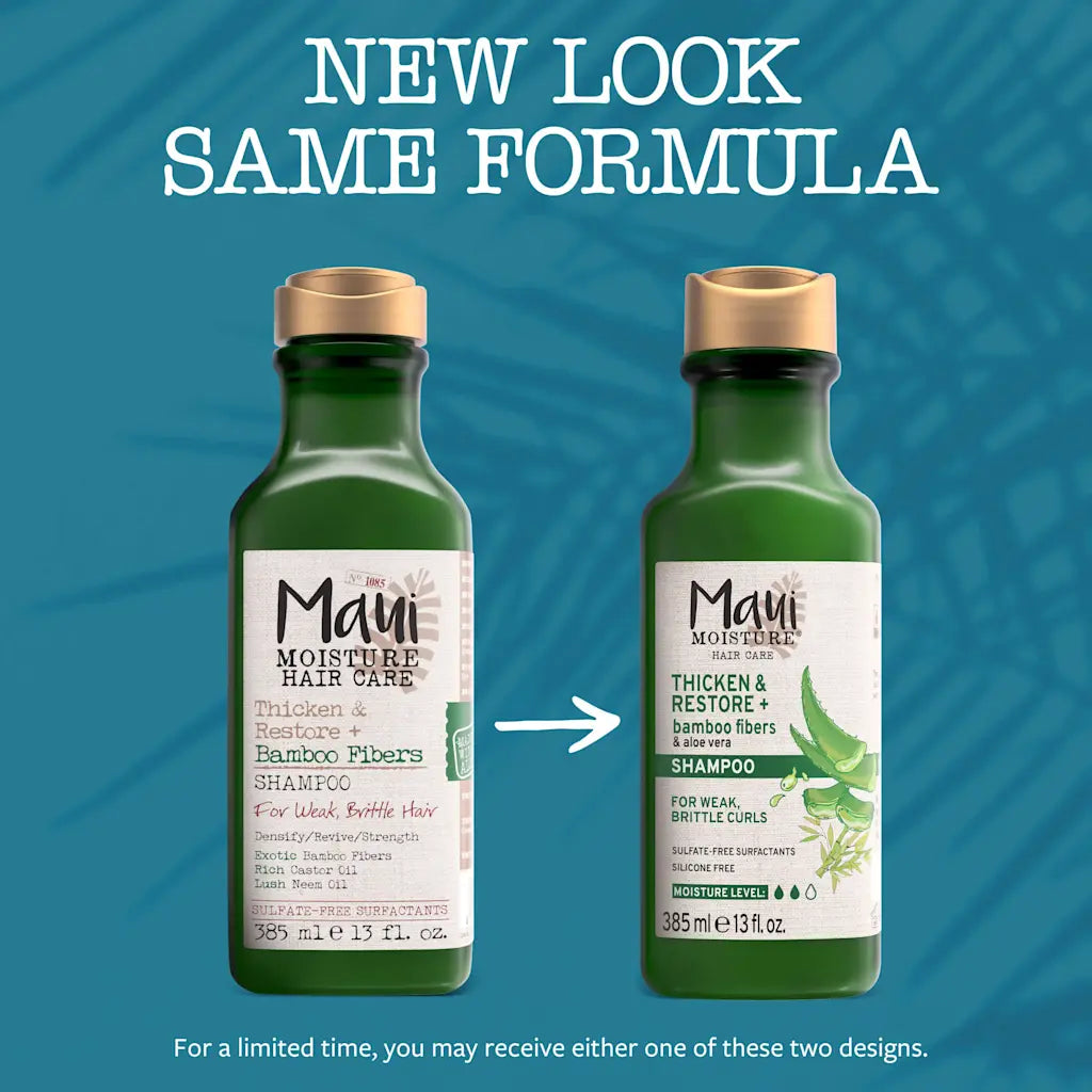 Maui Moisture, Maui Moisture Bamboo Fibers Shampoo, shampooing cheveux cassants, soin fortifiant cheveux abîmés, shampooing anti‑casse, Maui Moisture Maroc, soin cheveux fragiles, shampooing aloe vera bambou, beauté cheveux réparés, beautyfamily.ma