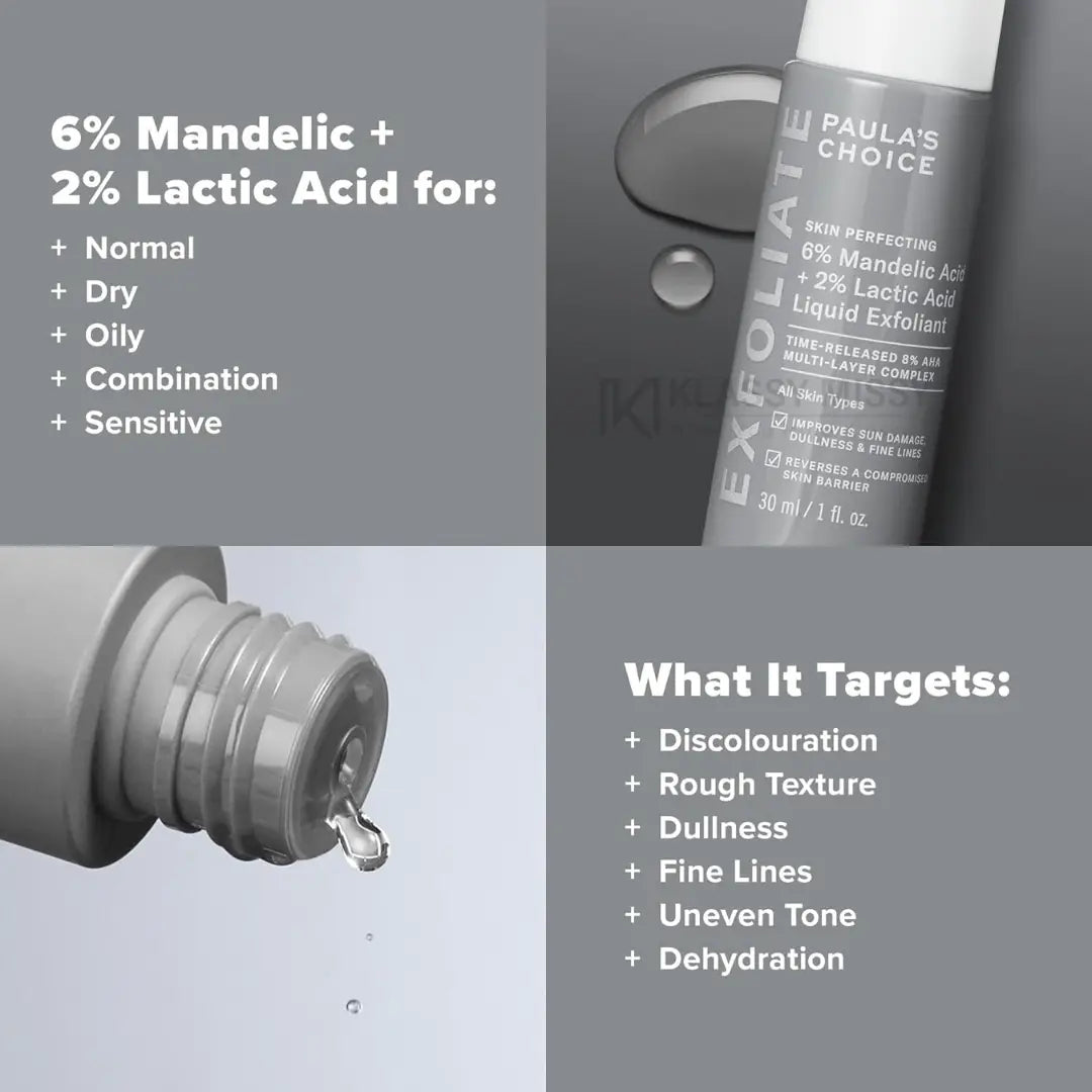 PAULA'S CHOICE - SKIN PERFECTING 6% Mandelic Acid + 2% Lactic Acid AHA - Exfoliant AHA - 30 ML