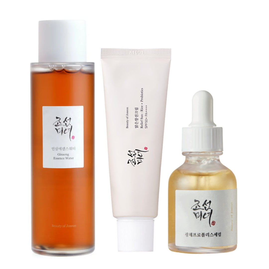 Pack Complet Beauty of Joseon – Ginseng Glow & Sun Protection Set (Ginseng + Propolis + Rice)