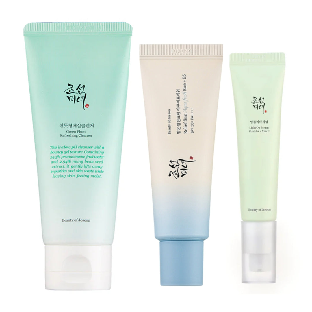 Pack Complet Beauty of Joseon – Fresh Glow & Sun Care Set (Plum + Centella + Rice)