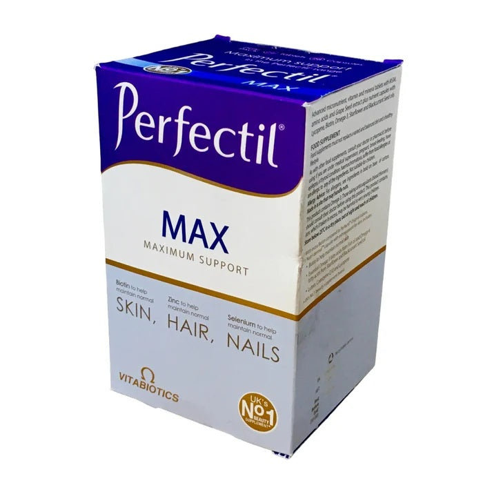 perfectil max maroc, vitamines cheveux peau ongles, complément beauté maximum, multivitamines femme, beautyfamily.ma, soin complet peau cheveux, perfectil maroc, vitabiotics maroc, oméga 3 cheveux peau