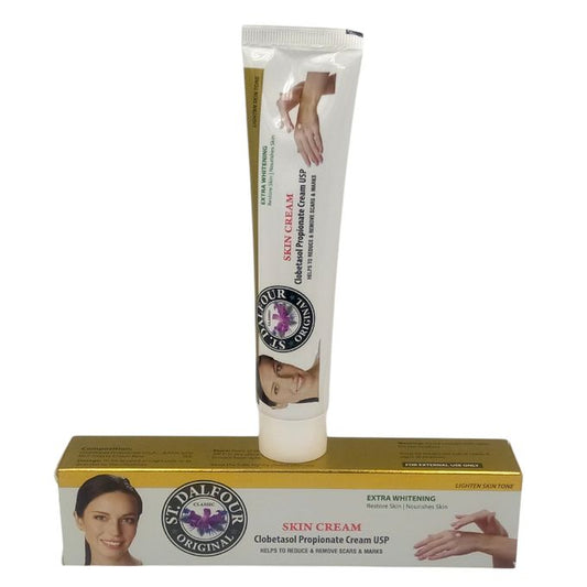 crème st dalfour, crème éclaircissante clobétasol, crème taches pigmentaires, crème anti hyperpigmentation, soin visage puissant, éclaircissement peau, clobetasol propionate maroc, beautyfamily.ma, crème authentique, soin peau foncée, crème forte pour teint
