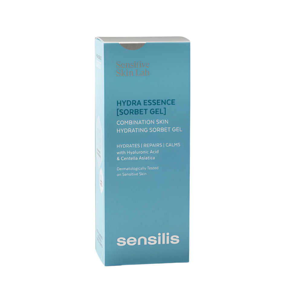 sensilis hydra essence sorbet gel, hydratant peau mixte, crème gel légère sensilis, soin visage peau grasse, hydratation acide hyaluronique, gel sorbet hydratant, sensilis maroc, beautyfamily.ma