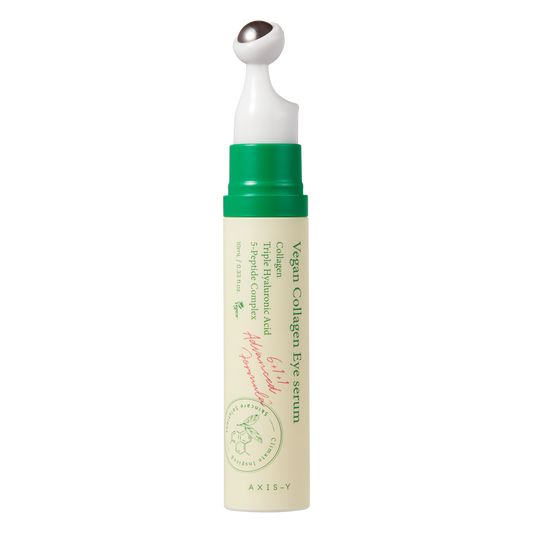 Vegan Collagen Eye Serum, AXIS-Y eye serum, sérum yeux vegan, soin anti-cernes, sérum 10ml, sérum anti-rides, sérum hydratant pour yeux, soin contour des yeux, sérum anti-âge, sérum réparateur, peau autour des yeux, soins anti-poches, soin régénérant, sérum éclat, BeautyFamily.ma
