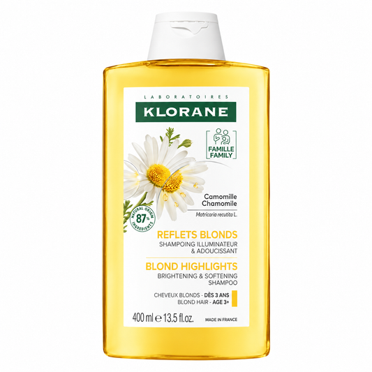 KLORANE REFLETS BLONDS SHAMPOING ILLUMINATEUR ET ADOUCISSANT À LA CAMOMILLE 400ML