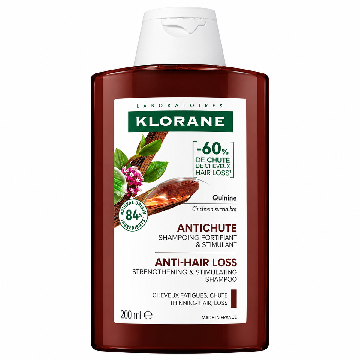 KLORANE ANTICHUTE SHAMPOING FORTIFIANT ET STIMULANT À LA QUININE 200ML
