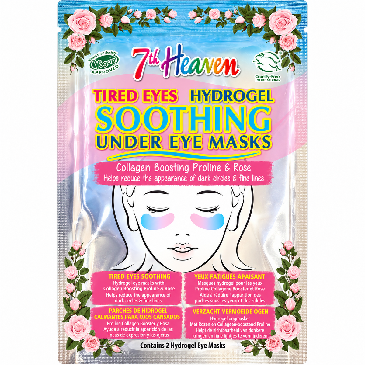7TH HEAVEN TIRED EYES HYDROGEL SOOTHING UNDER EYE MASKS PROLINE & ROSE
