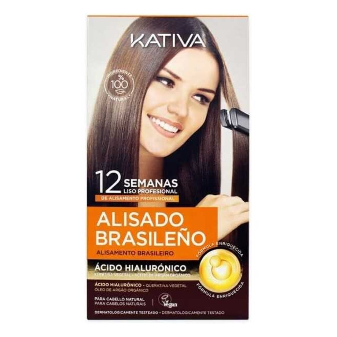 Kit lissage brésilien végétalien sans formol KATIVA avec acide hyaluronique