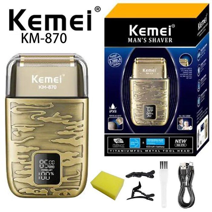 KEMEI KM-870 RASOIR ÉLECTRIQUE PROFESSIONNEL PORTABLE À DOUBLE LAME