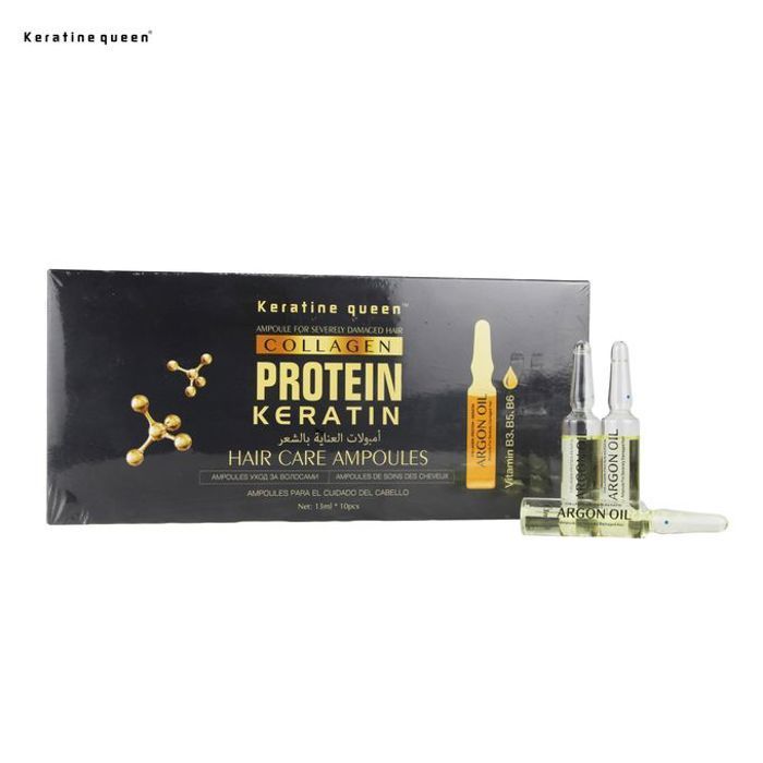 Keratine queen Ampoules pour cheveux abîmés à l'huile d'argan (13 ml * 10 pièces) : hydratantes, réparatrices, traitement intensif
