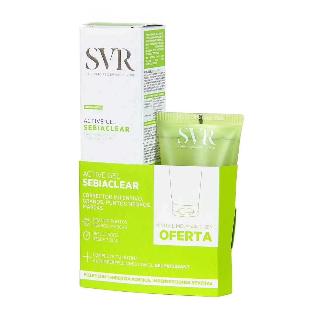 SVR SEBIACLEAR GEL ACTIVE 40 ML = GEL MOUSSANT 55ML OFFERT